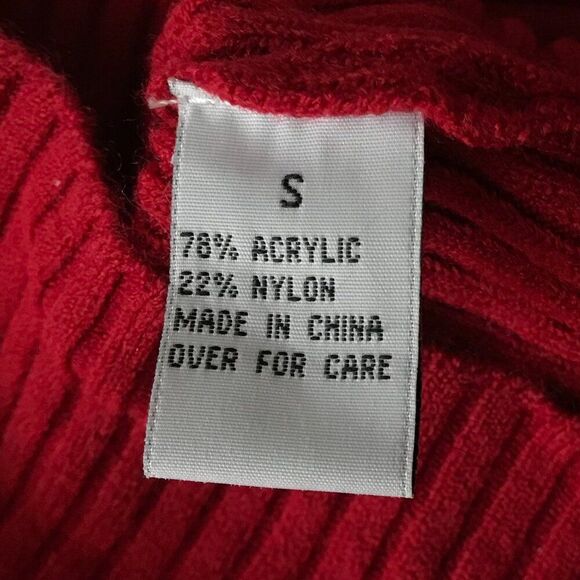 Vintage Y2K Red Preppy Coquette Knit Off-Shoulder Fitted Ribbed Sweater / Small - Picture 7 of 7